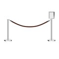 Montour Line Stanchion Post & Rope Kit Pol.Steel, 2FlatTop 1Tan Rope 8.5x11V Sign C-Kit-1-PS-FL-1-Tapped-1-8511-V-1-PVR-TN-PS